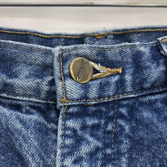 Carhartt B21 Blue Flannel Lined Relaxed Straight Denim Work Jeans Men 34 x 31 - Picture 4 of 6